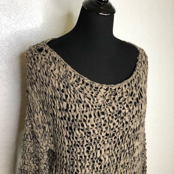 Helmut Lang tattered tape taupe asymmetrical alpaca wool blend sweater Medium - Picture 4 of 16